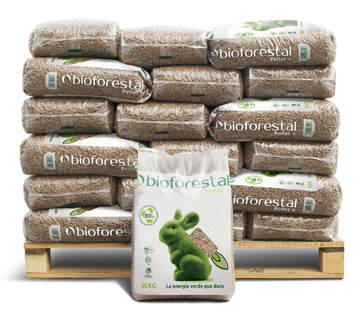LTBIO_P42_80-1 Bioforestal Pellets – 1/2 Palet de 42 sacos de 15 kg (630 kg) - Imagen 1